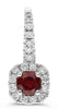 .97CT DIAMOND & AAA RUBY 14KT WHITE GOLD 3D ROUND SQUARE HALO HANGING EARRINGS