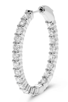 ESTATE 4.0CT DIAMOND 14KT WHITE GOLD 3D ROUND INSIDE OUT HOOP HANGING EARRINGS