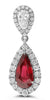 LARGE 4.38CT DIAMOND & RUBY 18KT WHITE GOLD PEAR SHAPE & ROUND HANGING EARRINGS
