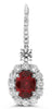 LARGE 7.98CT DIAMOND & RUBY 18KT WHITE GOLD OVAL & ROUND FLOWER HANGING EARRINGS