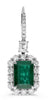 LARGE 10.36CT DIAMOND & AAA EMERALD 18KT WHITE GOLD EMERALD CUT HANGING EARRINGS