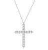 ESTATE 2.24CT ROUND DIAMOND 14KT WHITE GOLD 3D CLASSIC DOUBLE ROW CROSS PENDANT