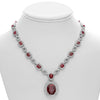 EXTRA LARGE 33.85CT DIAMOND & AAA RUBY 18KT WHITE GOLD 3D MULTI SHAPE NECKLACE
