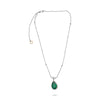 LARGE 8.35CT DIAMOND & AAA EMERALD 18K WHITE GOLD TEAR DROP BY THE YARD NECKLACE