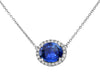 2.18CT DIAMOND & AAA SAPPHIRE 18KT WHITE GOLD 3D OVAL & ROUND HALO LOVE NECKLACE