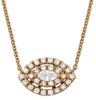 .46CT DIAMOND 14K ROSE GOLD ROUND & MARQUISE DOUBLE HALO EVIL EYE LUCKY NECKLACE