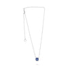 LARGE 2.19CT DIAMOND & AAA SAPPHIRE 18K WHITE GOLD CUSHION & ROUND HALO NECKLACE