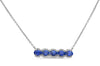 1.16CT DIAMOND & AAA SAPPHIRE 14KT WHITE GOLD OVAL & ROUND 5 STONE BAR NECKLACE