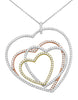 ESTATE LARGE 1.67CT DIAMOND 14KT TRI COLOR GOLD 3D MULTI HEART FUN LOVE PENDANT