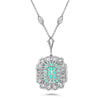 LARGE 15.59CT DIAMOND & AAA EMERALD 18KT WHITE GOLD SQUARE BY THE YARD NECKLACE