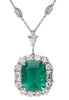 LARGE 15.59CT DIAMOND & AAA EMERALD 18KT WHITE GOLD SQUARE BY THE YARD NECKLACE