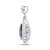LARGE 2.65CT DIAMOND & AAA SAPPHIRE 18KT WHITE GOLD 3D PEAR SHAPE HALO PENDANT