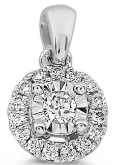 ESTATE .11CT DIAMOND 14KT WHITE GOLD 3D CLASSIC CLUSTER FLOWER FLOATING PENDANT