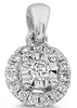 ESTATE .11CT DIAMOND 14KT WHITE GOLD 3D CLASSIC CLUSTER FLOWER FLOATING PENDANT