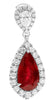 LARGE 2.44CT DIAMOND & AAA RUBY 18KT WHITE GOLD PEAR SHAPE & ROUND LOVE PENDANT