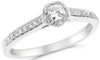 ESTATE .33CT DIAMOND 14KT WHITE GOLD 3D SOLITAIRE FLOWER FRIENDSHIP PROMISE RING
