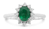 1.01CT DIAMOND & AAA EMERALD 18KT WHITE GOLD OVAL PRINCESS DIANA ENGAGEMENT RING