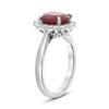 LARGE 3CT DIAMOND & AAA RUBY 18KT WHITE GOLD OVAL PRINCESS DIANA ENGAGEMENT RING