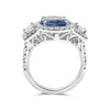 LARGE 4.54CT DIAMOND & AAA SAPPHIRE PLATINUM 3D OVAL FILIGREE ENGAGEMENT RING