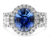 LARGE 4.54CT DIAMOND & AAA SAPPHIRE PLATINUM 3D OVAL FILIGREE ENGAGEMENT RING
