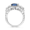 ESTATE LARGE 5.34CT DIAMOND & AAA SAPPHIRE PLATINUM CUSHION CUT ENGAGEMENT RING