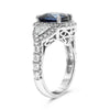 ESTATE LARGE 5.34CT DIAMOND & AAA SAPPHIRE PLATINUM CUSHION CUT ENGAGEMENT RING