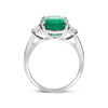 LARGE 5.09CT DIAMOND & AAA EMERALD PLATINUM 3D OVAL & HALF MOON ENGAGEMENT RING