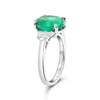 LARGE 5.09CT DIAMOND & AAA EMERALD PLATINUM 3D OVAL & HALF MOON ENGAGEMENT RING