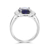 LARGE 4.95CT DIAMOND & AAA SAPPHIRE PLATINUM CUSHION & HALF MOON ENGAGEMENT RING