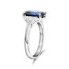 LARGE 4.95CT DIAMOND & AAA SAPPHIRE PLATINUM CUSHION & HALF MOON ENGAGEMENT RING