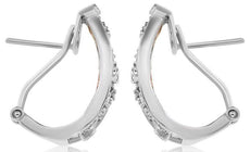 WIDE 1.05CT DIAMOND 14KT WHITE & ROSE GOLD MULTI SHAPE HUGGIE HANGING EARRINGS