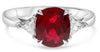 2.83CT DIAMOND & AAA RUBY PLATINUM OVAL & TRILLION CUT 3 STONE ENGAGEMENT RING