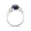 LARGE 4.64CT DIAMOND AAA SAPPHIRE PLATINUM CUSHION & RADIANT CUT ENGAGEMENT RING