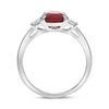 ESTATE LARGE 2.56CT DIAMOND & AAA RUBY PLATINUM OVAL & HALF MOON ENGAGEMENT RING