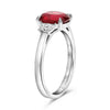 ESTATE LARGE 2.56CT DIAMOND & AAA RUBY PLATINUM OVAL & HALF MOON ENGAGEMENT RING