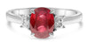 ESTATE LARGE 2.35CT DIAMOND & AAA RUBY PLATINUM OVAL & TRAPEZOID ENGAGEMENT RING