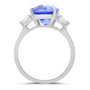LARGE 5.56CT DIAMOND & AAA SAPPHIRE PLATINUM 3D OVAL & HALF MOON ENGAGEMENT RING