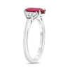 LARGE 2.9CT DIAMOND & AAA RUBY PLATINUM OVAL & HALF MOON 3 STONE ENGAGEMENT RING