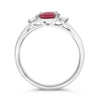 ESTATE 1.68CT DIAMOND & AAA RUBY PLATINUM OVAL 3 STONE CLASSIC ENGAGEMENT RING