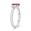 ESTATE 1.68CT DIAMOND & AAA RUBY PLATINUM OVAL 3 STONE CLASSIC ENGAGEMENT RING