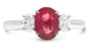 ESTATE 1.68CT DIAMOND & AAA RUBY PLATINUM OVAL 3 STONE CLASSIC ENGAGEMENT RING