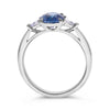 1.82CT DIAMOND & AAA SAPPHIRE PLATINUM OVAL & TRILLION 3 STONE ENGAGEMENT RING