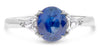 1.82CT DIAMOND & AAA SAPPHIRE PLATINUM OVAL & TRILLION 3 STONE ENGAGEMENT RING