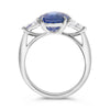 LARGE 4.78CT DIAMOND & AAA SAPPHIRE PLATINUM OVAL & TRILLION CUT ENGAGEMENT RING