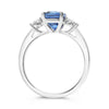 ESTATE LARGE 2.87CT DIAMOND & AAA SAPPHIRE PLATINUM OVAL 3 STONE ENGAGEMENT RING