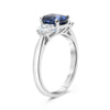 ESTATE LARGE 2.87CT DIAMOND & AAA SAPPHIRE PLATINUM OVAL 3 STONE ENGAGEMENT RING