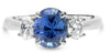 ESTATE LARGE 2.87CT DIAMOND & AAA SAPPHIRE PLATINUM OVAL 3 STONE ENGAGEMENT RING