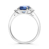 ESTATE 2.28CT DIAMOND & AAA SAPPHIRE PLATINUM ROUND & HALF MOON ENGAGEMENT RING