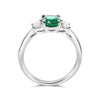 1.48CT DIAMOND & AAA EMERALD PLATINUM 3D OVAL 3 STONE CLASSIC ENGAGEMENT RING