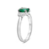 1.48CT DIAMOND & AAA EMERALD PLATINUM 3D OVAL 3 STONE CLASSIC ENGAGEMENT RING